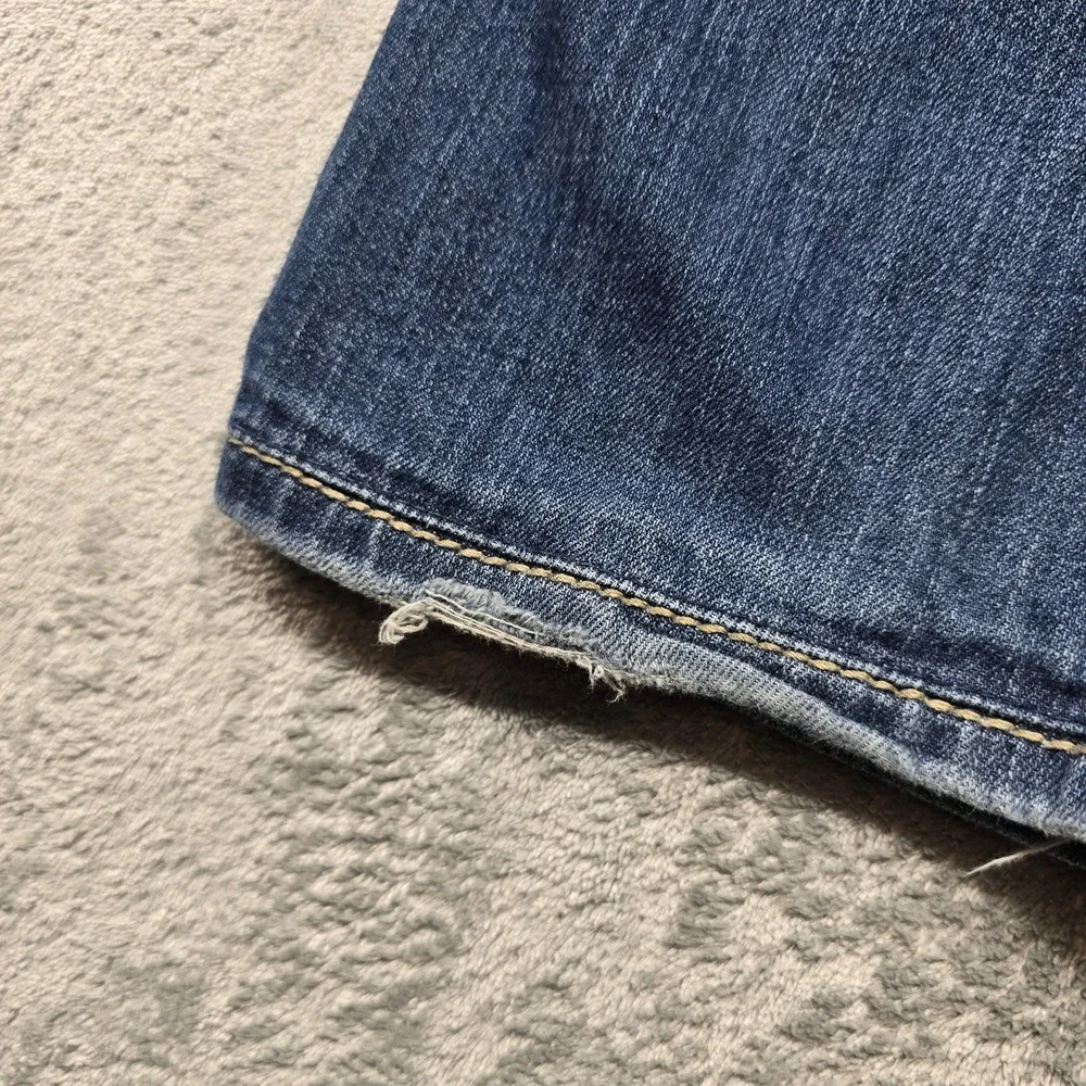BKE Tyler Mens Distressed Straight Leg Jeans 38R Blue Button Fly ABM4298‎